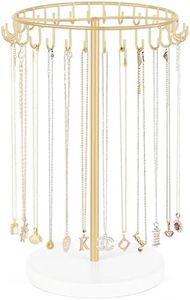 Mkono Necklace Holder Organizer, 30 Hooks Gold Jewelry Display Tree Stand