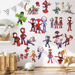 Spiderman Wall Stickers for Kids, Cartoon Character Stickers for Boys Room, 16 PCS PVC DIY Removable Stickers for Baby Kids Nursery Girls Bedroom Living Room Playroom Wall Decoration (Spiderman)