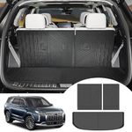 JTYZSM Rear Cargo Mat & Backrest Mat for 2020-2024 Hyundai Palisade All Weather TPE 3rd Row Seat Back Protector Trunk Cargo Liner for 2020 2021 2022 2023 2024 Hyundai Palisade Accessories