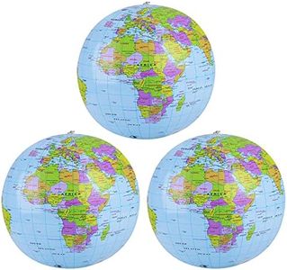 Molain 3 Pcs Inflatable Globes, PVC World Globe, 16 Inch Before Inflated, 12 Inch After Inflated, Globe Ball, Globe of The World, Earth Beach Balls for Beach School Teaching, Gifts for Students