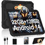 2024 Newest Android 14 Tablet, 10 inch Tablets 22GB+128GB +1TB Expand, 8000mAh Octa-Core Tablet with Drop-Proof, HD IPS Touchscreen, GPS, Split Screen, Widevine L1, for Adults and Kids -Metal Black