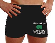 Personalised boxer shorts birthday wedding gifts for husband shamrock 4 leaf lucky pants - Leg (Medium) Black