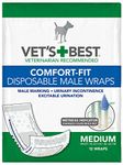 Vet's Best Comfort Fit Disposable Male Dog Diapers | Absorbent Male Wraps with Leak Proof Fit | Medium 12 Pack