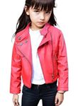 YOONIKK Girl's PU Leather Jacket red