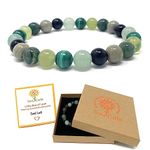 SoulCafe Good Luck Crystal Bead Bracelet - Stretch Bracelet - Healing Gemstones - Gift Box and Crystal information card