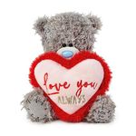 Me to You Tatty Teddy Christmas 'Love You Always' Bear On Gift Plinth 15cm High - Official Collection, Blue,gold,grey