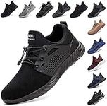 Safety Shoes for Men Steel Toe Cap Trainers Womens Lightweight Work Boots Mesh Breathable Construction Industrial Sneakers Black Blue Grey Green Pink Size 3.5-13 UK Black 5 UK (38 EU)