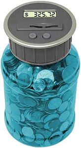 Digital Coin Counter Pennies Nickles Dimes Quarter Savings Jar | Transparent Blue Coin Bank w/ LCD Display