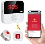 Chatthen WiFi Pager, Caregiver Pagers Life Alert Systems for Seniors no Monthly Fee, 1 Receiver and 1 SOS Panic Button & 1 Watch Pager, Compatible with Tuya Smart/Smart Life APP