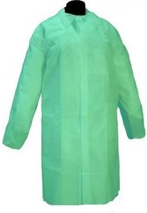 Bata desechable Verde en Polipropileno cierre velcro. Caja 50 uds