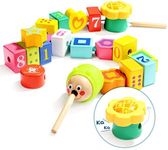 TOP BRIGHT Wooden Lacing Beads and String for Toddlers, Kids Threading Toys for 2 3 Year Olds, Fine Motor Skills Montessori Toys for Two Year Old Preschool Boy Girl Gifts Age 2