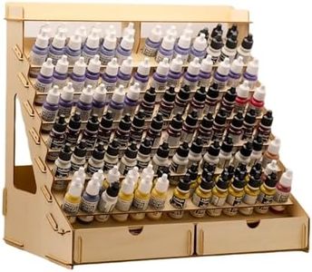 Craft Paint Storage-Modular Paint Organizer - Holds 105 Bottles of Vallejo Paints, 14 Brushes, 2 Cabinets, and Miniature Stands - Art Tool Storage Rack for Miniature Paint Set