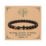 YOTHIWAD Christian Bracelet for Men Women,Natural Stone Bracelets with Inspirational Card Faith Cross Bracelet Birthday Christmas Gifts for Men Women