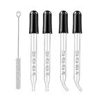 Eye Dropper Set for Essential Oils, Pipettes Dropper with Black Rubber Head, Calibrated Thick Glass Medicine Dropping Pipettes, 1ml Dropper Measurer, Dropper for Liquid, Straight-Tip, Bent-Tip