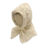 ZLYC Womens Winter Hat Faux Fur Balaclava Cold Weather Windproof Furry Hood Hat Thermal Fleece Lined Beanie(Solid Beige)