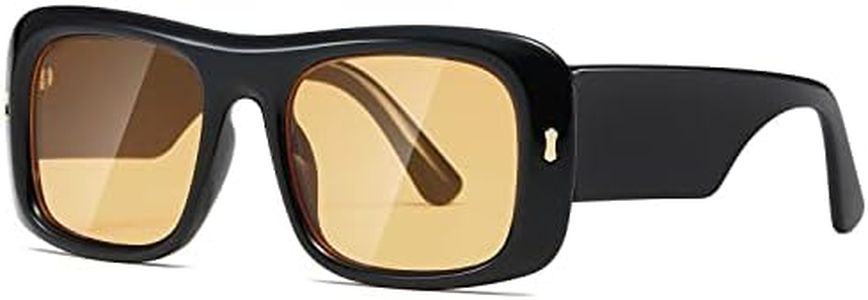 kimorn Sunglasses for Women Men Trendy Retro Fashion Sun Glasses 90’s Vintage Y2K Oversize Square Frame Shades K1337, Black Yellow, One Size Fits All