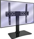 LIONS HEAD TV Table TOP Stand Universal TV Stand Table Top TV Stand for 32-55 and 65 inch TVS Height Adjustable TV Stand Mount, Glass Base, Black with Swvel 90 Degree Plus tilt Stand Weight 6.850 kg