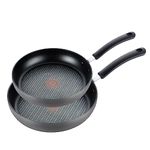 T-Fal E918S2 Ultimate Hard Anodized Durable Nonstick Expert Interior Thermo-Spot Heat Indicator Anti-Warp Dishwasher Safe Oven Safe 8-Inch and 10-Inch Saute Pan/Fry Pan Cookware Set, 2-Piece, Gray (2100093963)