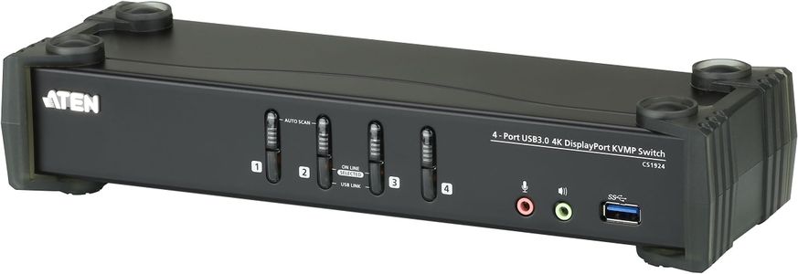 ATEN 4-Port USB 3.0 4K DisplayPort KVMP Switch – UHD 60Hz, MST, UK