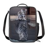 HELLHERO Cat Tiger Lunch Bag Insulated Lunchbox Reusable Lunchbag Leakproof Cooler Tote Bags Meal Holder Organzier for Kids Girls Boys Women Men School Workout Office Beach