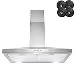 Getue AKDY 30" Wall Mount Range Hood in Stainless Steel with LEDs, Push Control and Carbon Filters