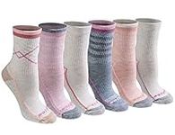 Dickies Women's Dritech Advanced Moisture Wicking Mid-Crew Sock, Blush Assorted (6 Pairs), 6-9