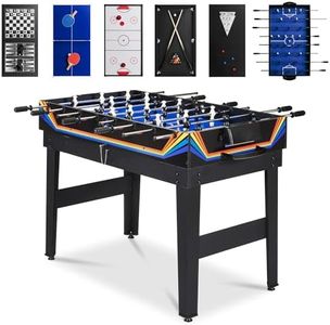 Best Choice Products 10-in-1 Multi Game Table, Combo Game Table for Kids and Adults w/Hockey, Foosball Table, Pool Table, Ping Pong Table, Chess, Checkers, 2x4ft - Blue/Black Arcade