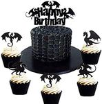 JeVenis 25 PCS Dragon Cake Decoration Dragon Cupcake Toppers Dragon Knight Birthday Party Ideas or Decorations Dragon Birthday Fantasy Party Supplies