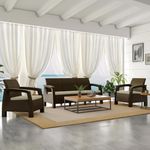 Nilkamal Goa 3+1+1 Seater Plastic Sofa Set with Cushion|Indoor & Outdoor Furniture|Patio Chair Two Seater| Perfect for Gardens Poolside Cafes Restaurants and Terraces Weathered Brown