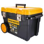 Large Tool Box On Wheels 24" Inch 62cm Professional Heavy Duty Toolbox Chest With Tote Tray 60 Litres Capacity 2 Wheels For Maintenance, Outdoors, Hobbies, Fishing, Garage And Home TOUGH MASTER