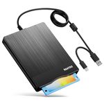 Floppy Disk Reader 3.5 inch USB Floppy Disk Drive External 3 1/2 Floppy disc Reader Portable Floppy Diskette Drive USB C for PC Laptop Notebook Computer with Windows 11/10(Brushed Texture, 3.5 Inch)