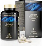 Collagen Capsules 820mg - 180 High Strength Capsules (3 Months Supply) - Premium Bovine Collagen Supplements for Women and Men - with Hyaluronic Acid and Vitamin C to Support Skin - Satin Naturel