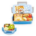 Signoraware Printed Nugget Puff Insulated 700ml+130ml Warm Compact Lunch Boxes for Men Women Kids with Puff Insulated Lid with Clip Lock/Air Tight Spill Proof/Food Grade Bpa Free (Rectangle|Sky Blue)