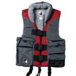 Body Glove Angler Fit Unisex Adult Life Jacket Nylon Fishing Life Jacket - Coast Guard Approved, High Mobility PFD, Lightweight Buoyancy Foam, Universal and Oversize (Large, CHR/RED)
