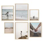 Haus and Hues Natural Wood Picture Frames - Set of 6 Frame Sets for Wall Collage, Gallery Wall Frame Set Assorted, Picture Frame Sets for Wall Collage (Two 8x10, Two 11x14, Two 12x16 Framed Beige)