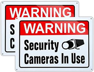 Large Warning Video Surveillance in Use Sign,Security Cameras in use Sign,Large 10x14 Inch Aluminum UV Ink Printed for House and Business (2-Pack)