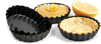 Bellveen 4 Inch Tart Pan Quiche Pan with Non-Stick Pie Tart Pan Round Shape Cake Molds Carbon Steel for Kitchen Cooking Baking Set of 6