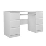 WHATSIZE ENTERPRISE – Kuba – Large 6 Drawer Home Or Office Work Desk, Matt White