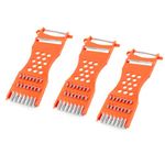 uxcell - a13082900ux0898 Metal Scraper Fruit Grater Slicer Vegetable Peeler 3 Pcs Orange Red