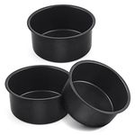 4 Inch Cake Pan Set of 3, E-far Nonstick Stainless Steel Mini Round Cake Pans Tin, Small Size for Baking Smash Cakes/Cheesecake, Non-Toxic & Healthy, Straight Side & 2 Inch Deep