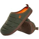 LongBay Men's Two-Tone Slippers Memory Foam Warm Fleece House Shoes Camping Slip On Indoor Outdoor Green,10