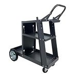 SwitZer Heavy Duty 3-Tier Trolley Welding Cart With Chains Handle Push 80KG Load MIG TIG Welders Plasma Cutter Welder Trolley ARC Gas Bottles Storage Shelf Grey