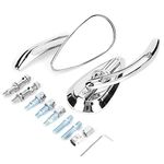 Qiilu Motorcycle Rearview Mirrors, 2pcs Motorcycle Chromed Rearview Mirrors 8mm 10mm Thread Skull Teardrop Handlebar Reflector