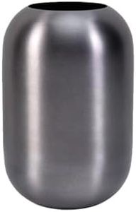 Serene Spaces Living 6" Metallic Grey Capsule Vase, Stainless Steel Flower Holder, Modern Centerpiece for Home, Office, Holiday Decor, Gift Idea, Ideal for Fresh Bouquets, Silk Florals & Greenery