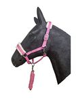 Horse Padded Headcollar with Leadrope - Lightweight Halter Adjustable Fur Lined Comfortable Stable Yard Tack Equipment Pony Cob Full Shetland