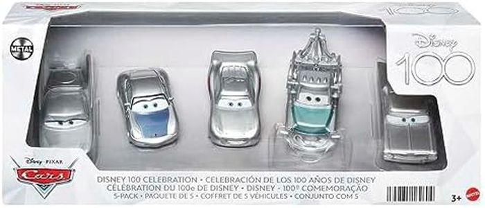 Disney Pixar Cars Coffret 5 Voitures Échelle 1/55 Spécial 100 Ans avec Flash Mcqueen, Sally, Martin, Flo Et Ramone, À Collectionner, Jouet Enfant, HPL98