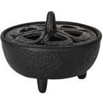 Anbar Lotus Flower Incense Burner, Cast Iron Bowl and Lid for Sticks, Cones, Wax Melts, Charcoal and Resin, Traditional Oriental Zen Home Decor, Supports Aromatherapy and Mindfulness