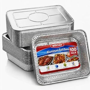 WIKDAY 100 Pack Foil Pans with Foil Lids, 9x13 Aluminum Pans Disposable Heavy Duty Baking Pans, Aluminum Foil Food Containers for Baking, Cooking, Meal Prep, Food Storage, Catering & Parties
