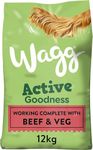 Wagg Active Goodness Complete Dry Adult Dog Food Beef & Veg 12kg - For All Active Working Dog Breeds