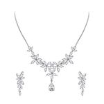 EVER FAITH Cubic Zirconia Bridal Jewelry Set for Wedding, Marquise Teardrop CZ Flower Necklace Earrings Set for Women Clear Silver-Tone